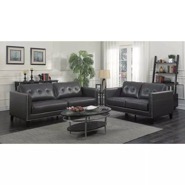 Glen View Genuine Leather Square Arm Loveseat 3D model