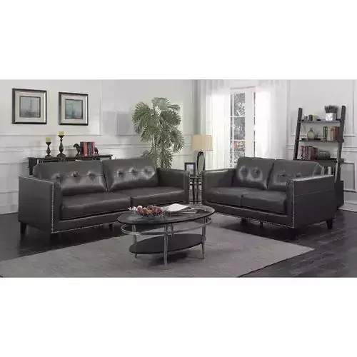 Glen View Genuine Leather Square Arm Loveseat 