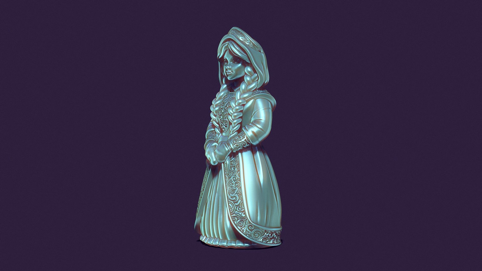 snow maiden for printing and casting 3D print model_5