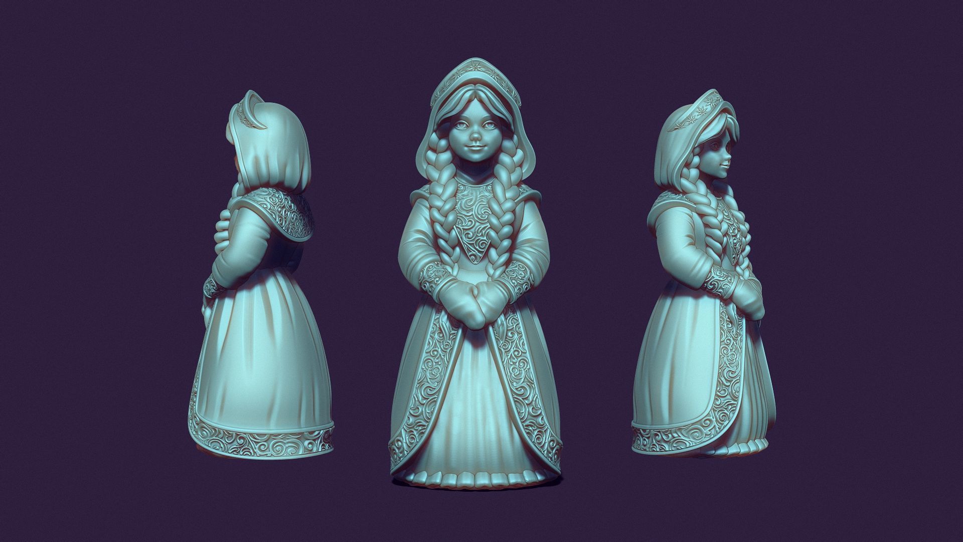 snow maiden for printing and casting 3D print model_14