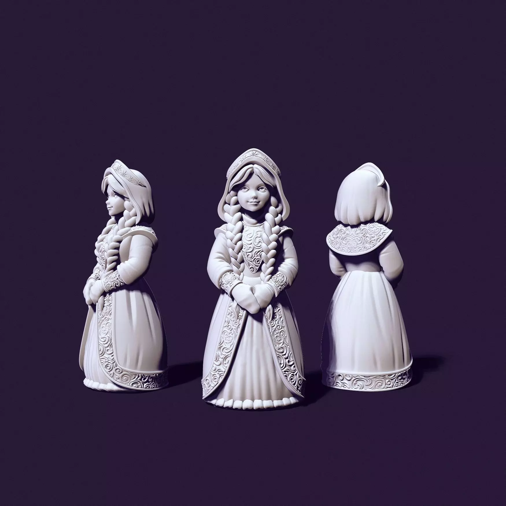 snow maiden for printing and casting 3D print model_0