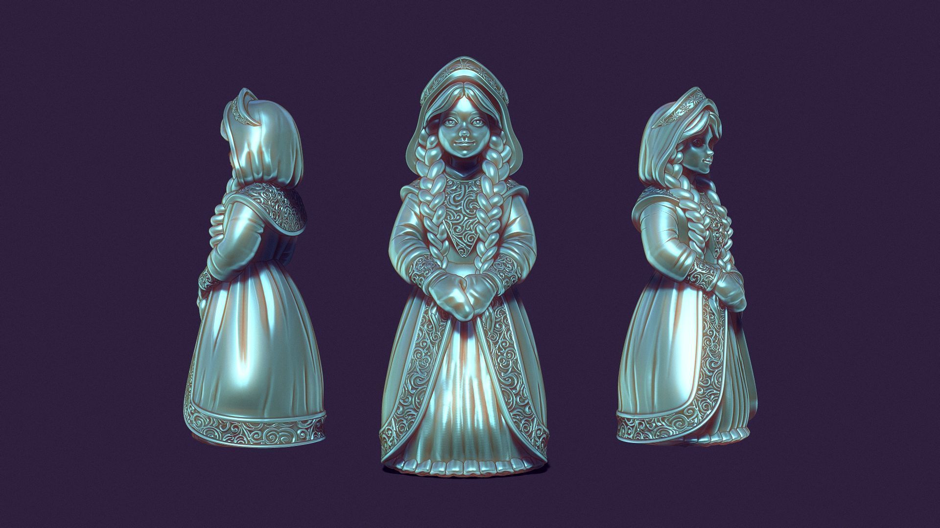 snow maiden for printing and casting 3D print model_1