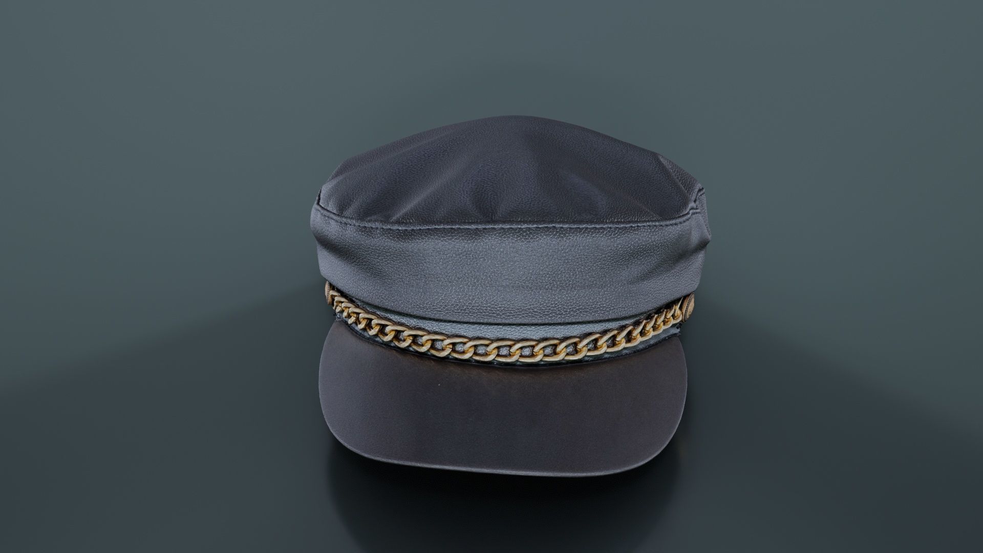Leather Chain Hat Low-poly 3D model_2
