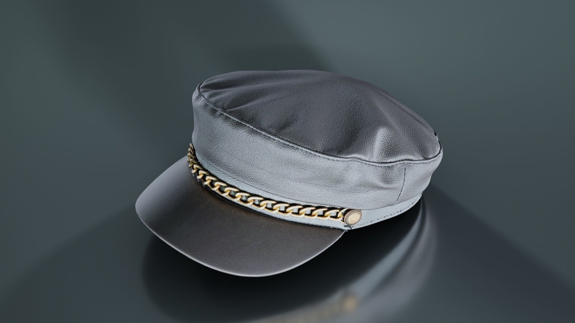Leather Chain Hat Low-poly 3D model_8