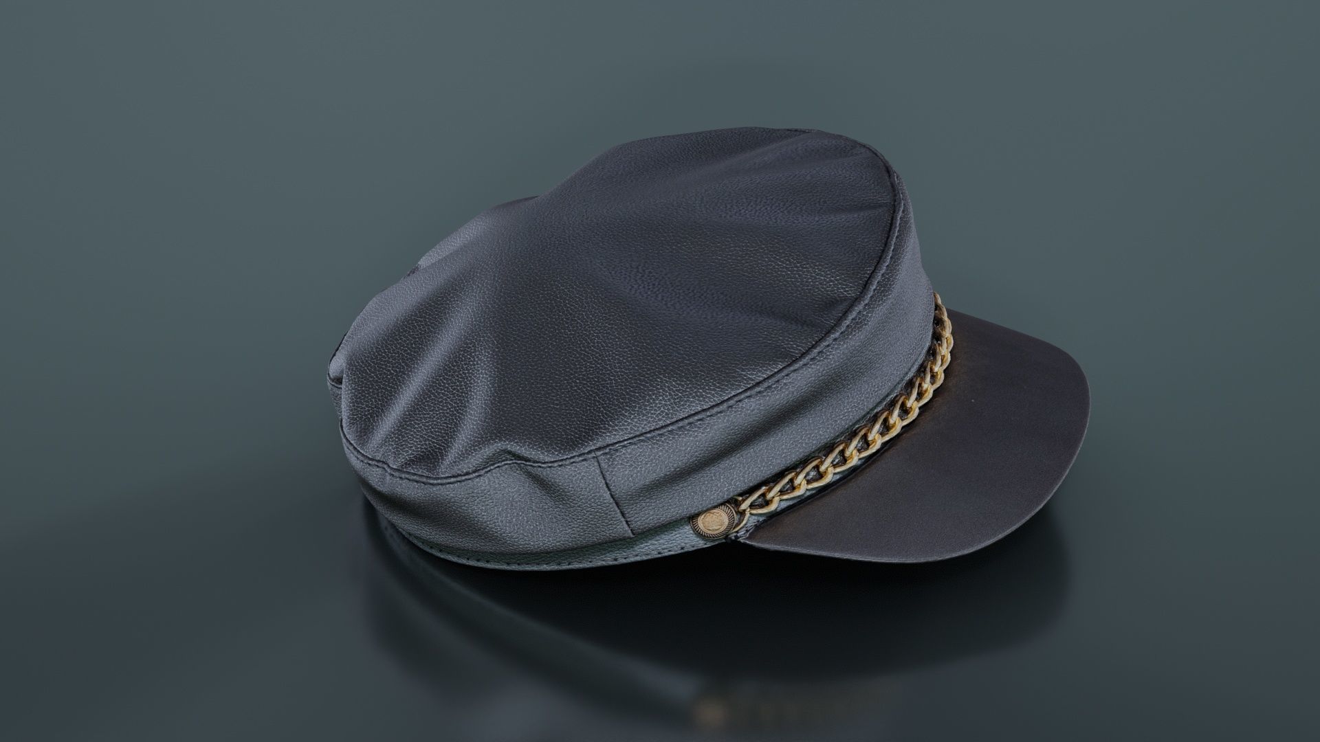 Leather Chain Hat Low-poly 3D model_5