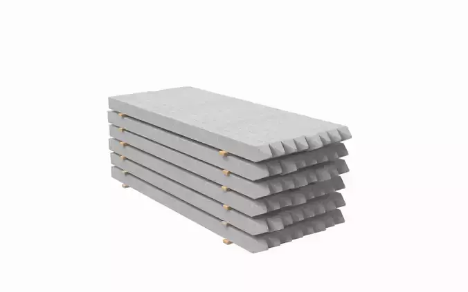 Concrete Slabs On Wood Planks 3D model