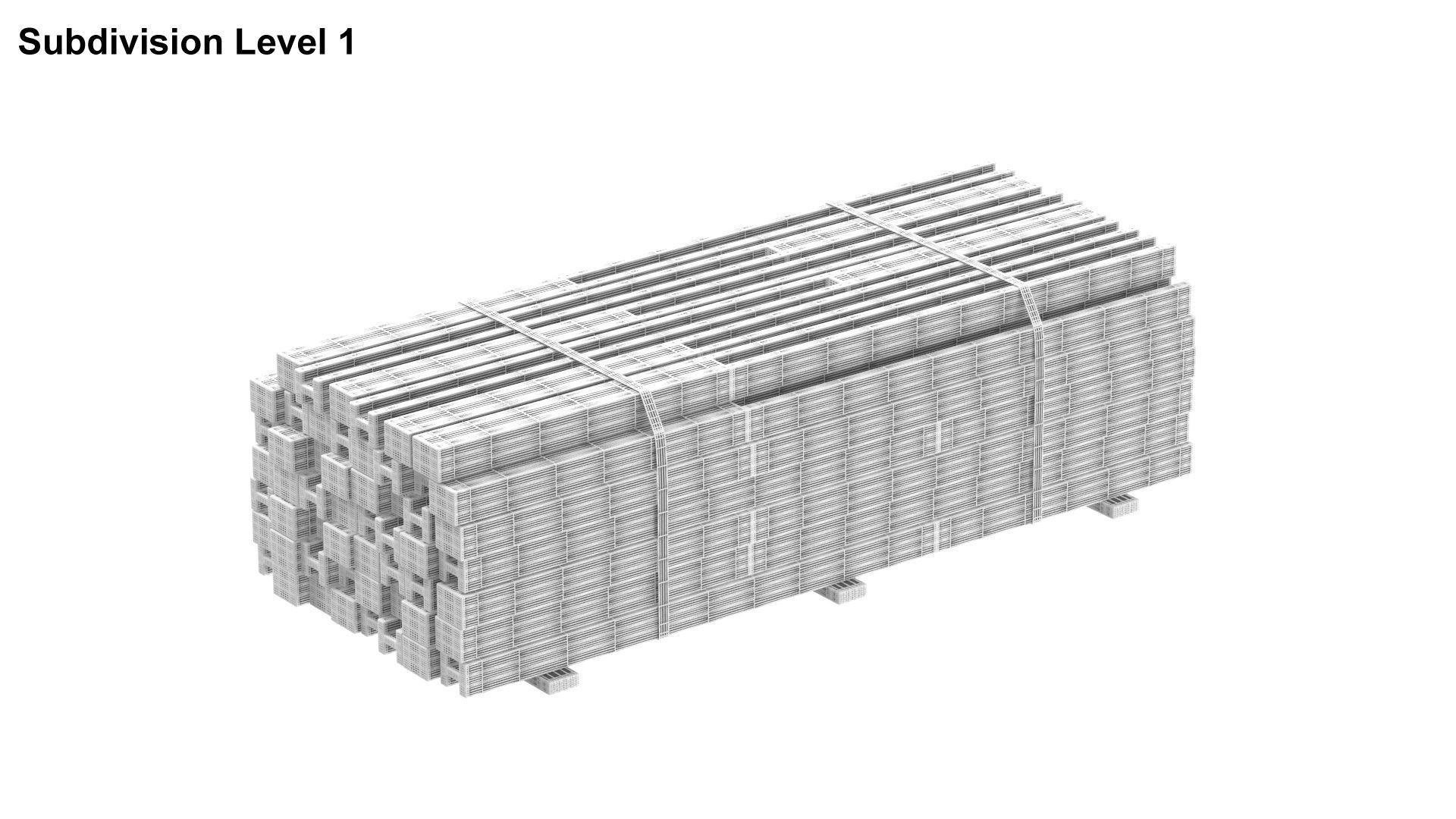 Concrete Slabs On Wood Planks 3D model_8