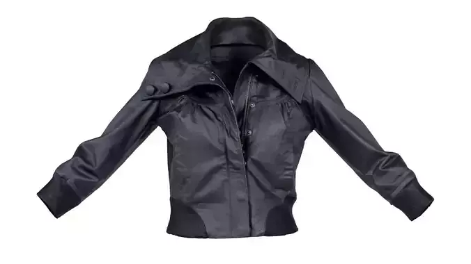 Big Collared Leather Jacket Low-poly 3D model