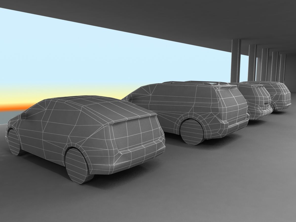 9 Low-poly Mini-Vans Low-poly 3D model_4