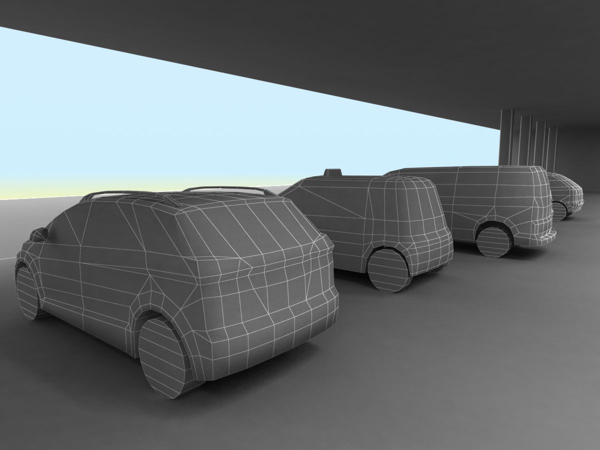 9 Low-poly Mini-Vans Low-poly 3D model_5