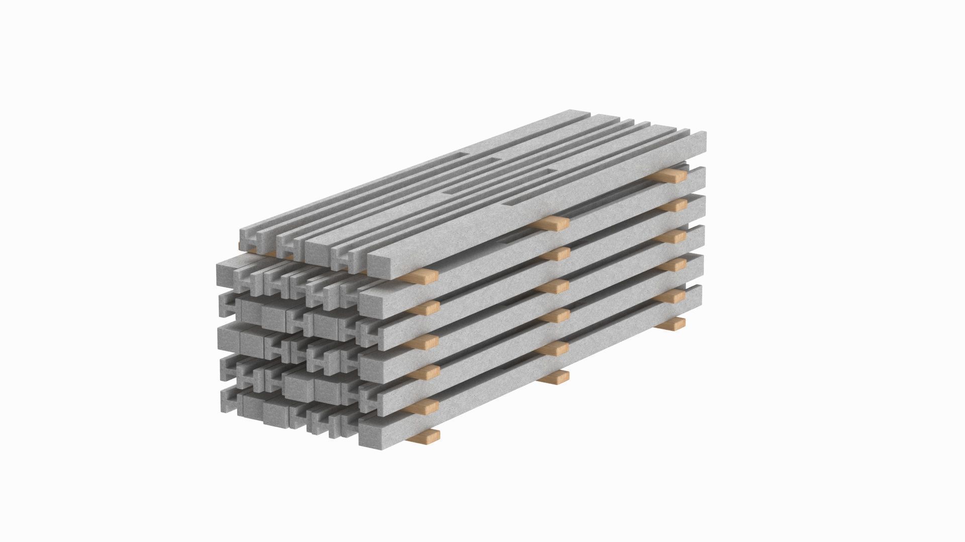 Concrete Slabs On Wood Planks 3D model_4