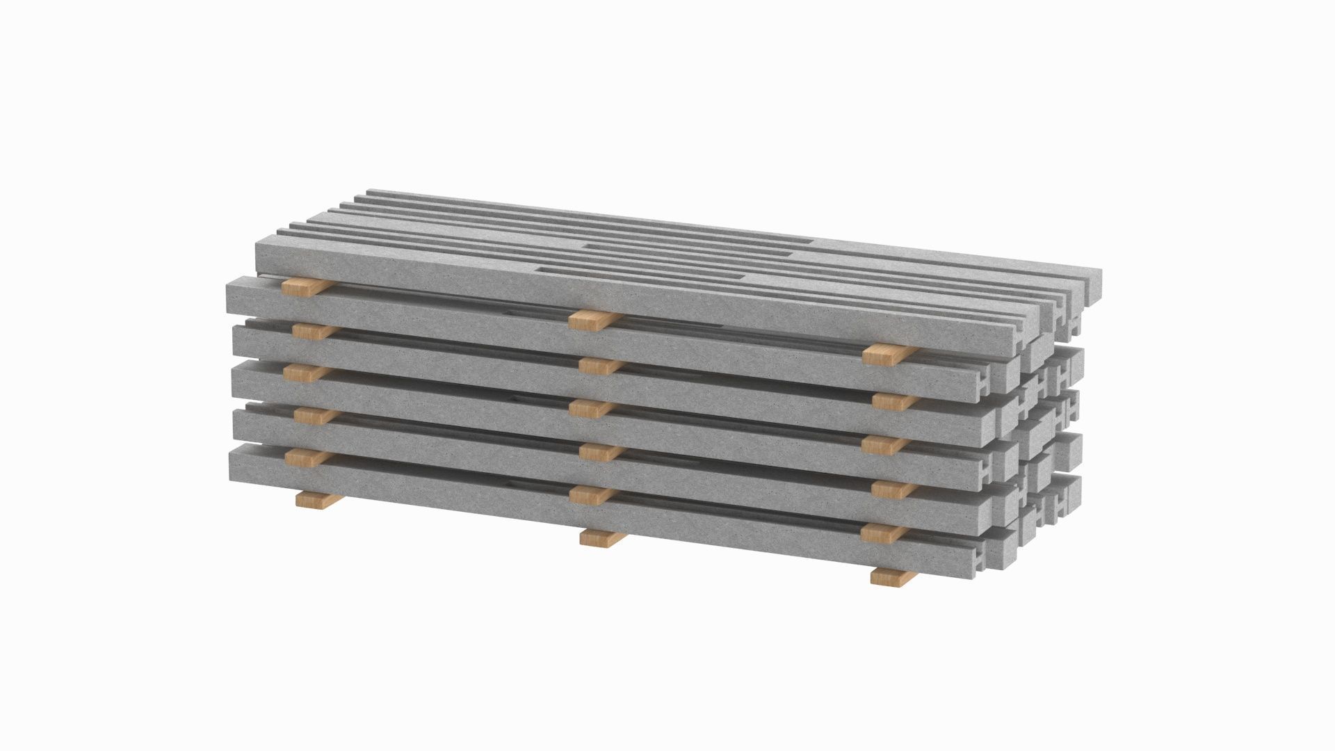Concrete Slabs On Wood Planks 3D model_3