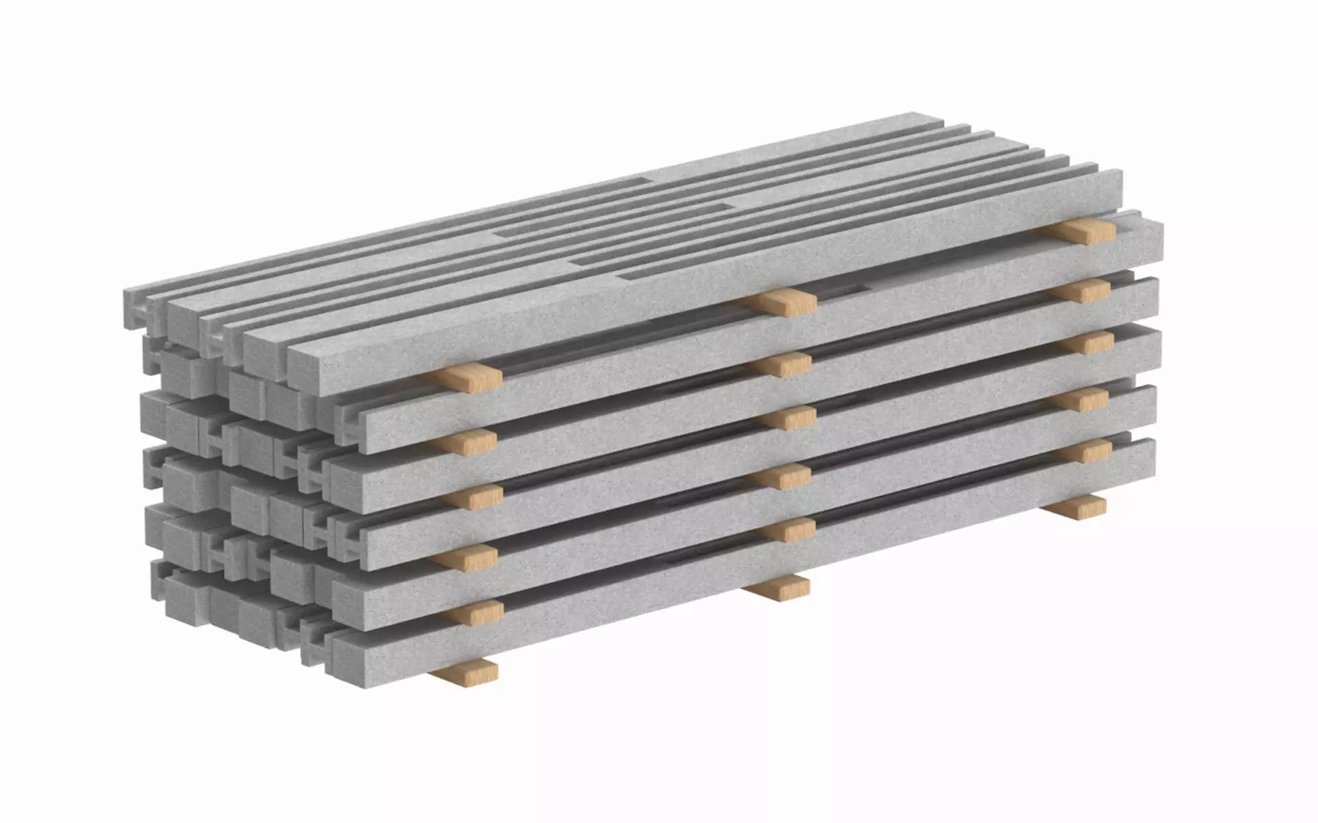 Concrete Slabs On Wood Planks 3D model_0