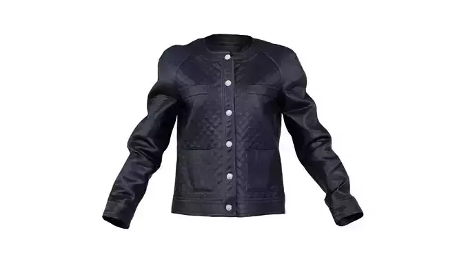 Black Padded Leather Jacket Low-poly 3D model