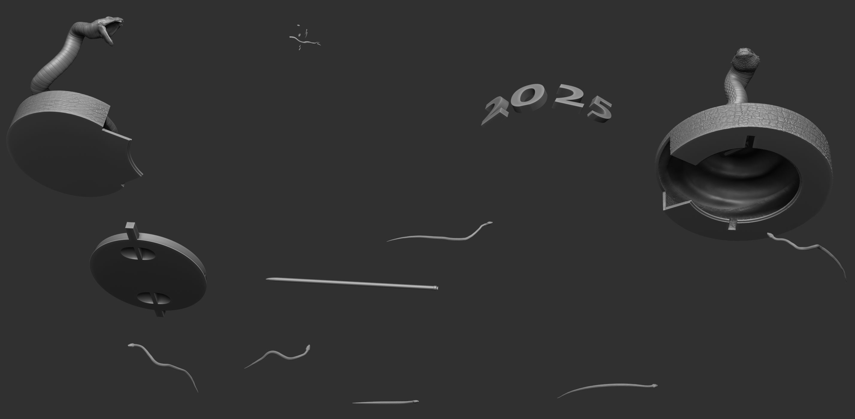 Snake - Piggybank 2025 New Year 3D model_5