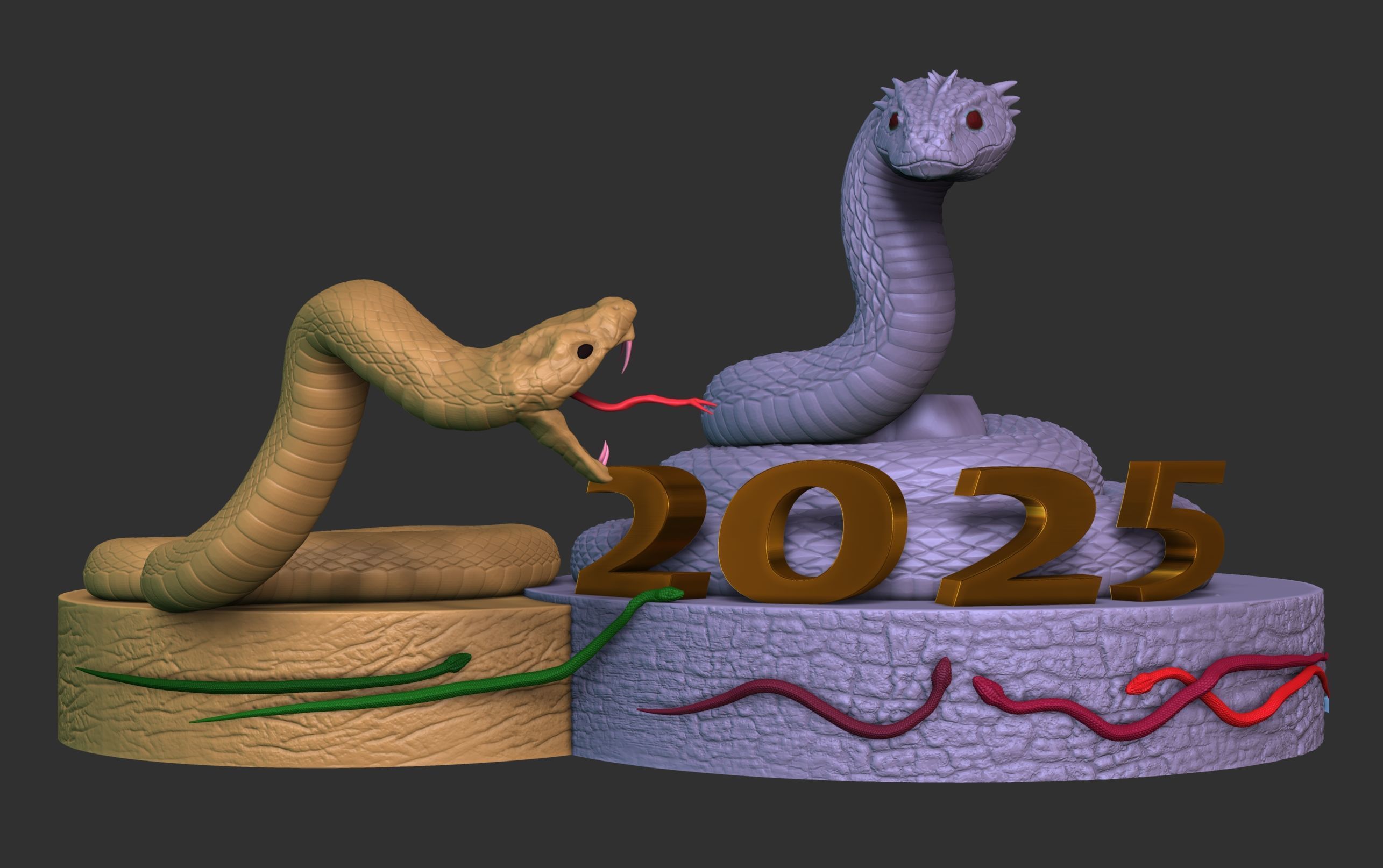 Snake - Piggybank 2025 New Year 3D model_1