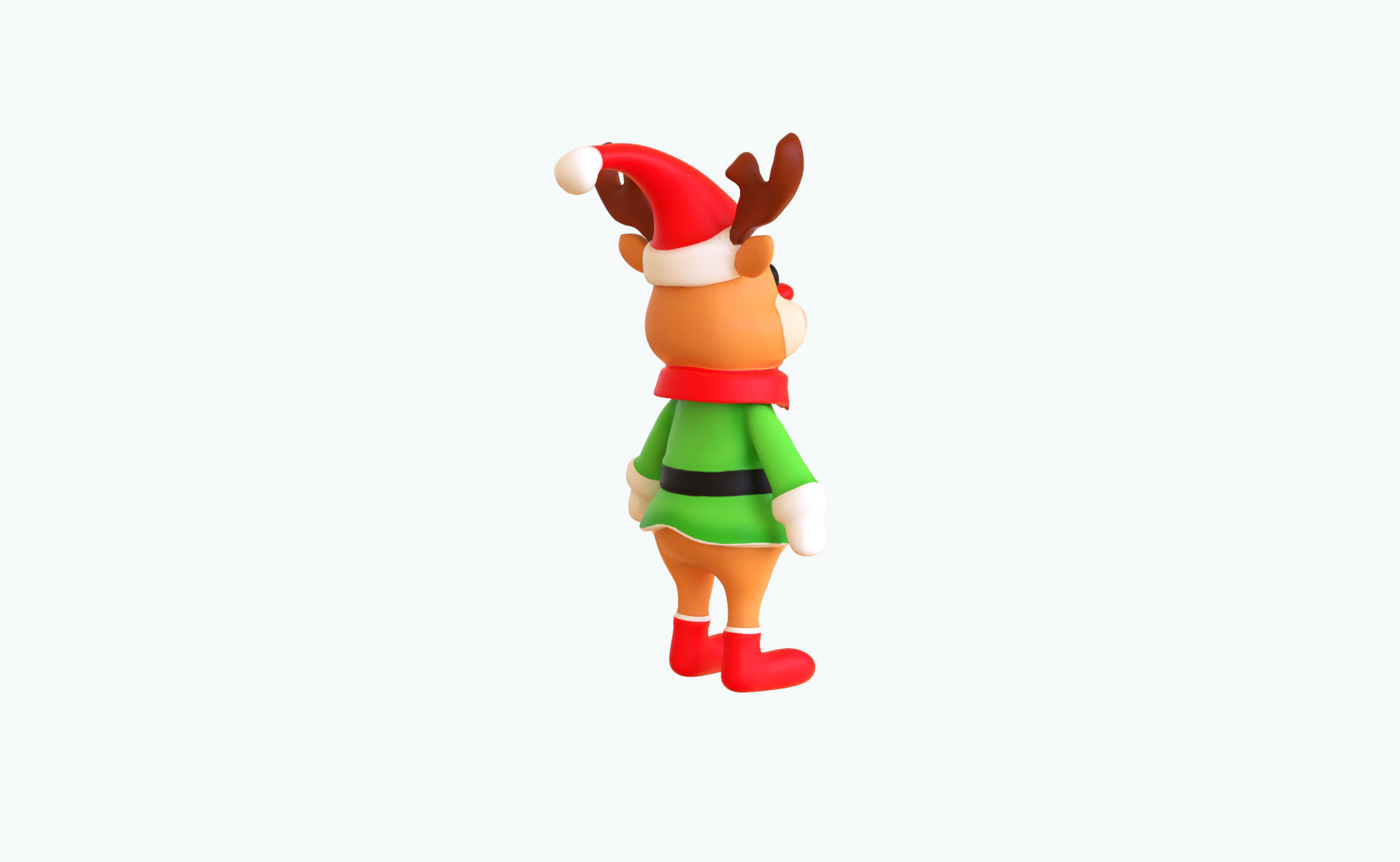 3D Cartoon Reindeer Christmas Animated in Festive Attire  Low-poly 3D model_12