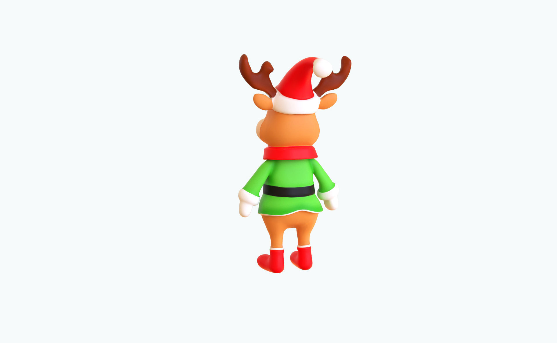 3D Cartoon Reindeer Christmas Animated in Festive Attire  Low-poly 3D model_10