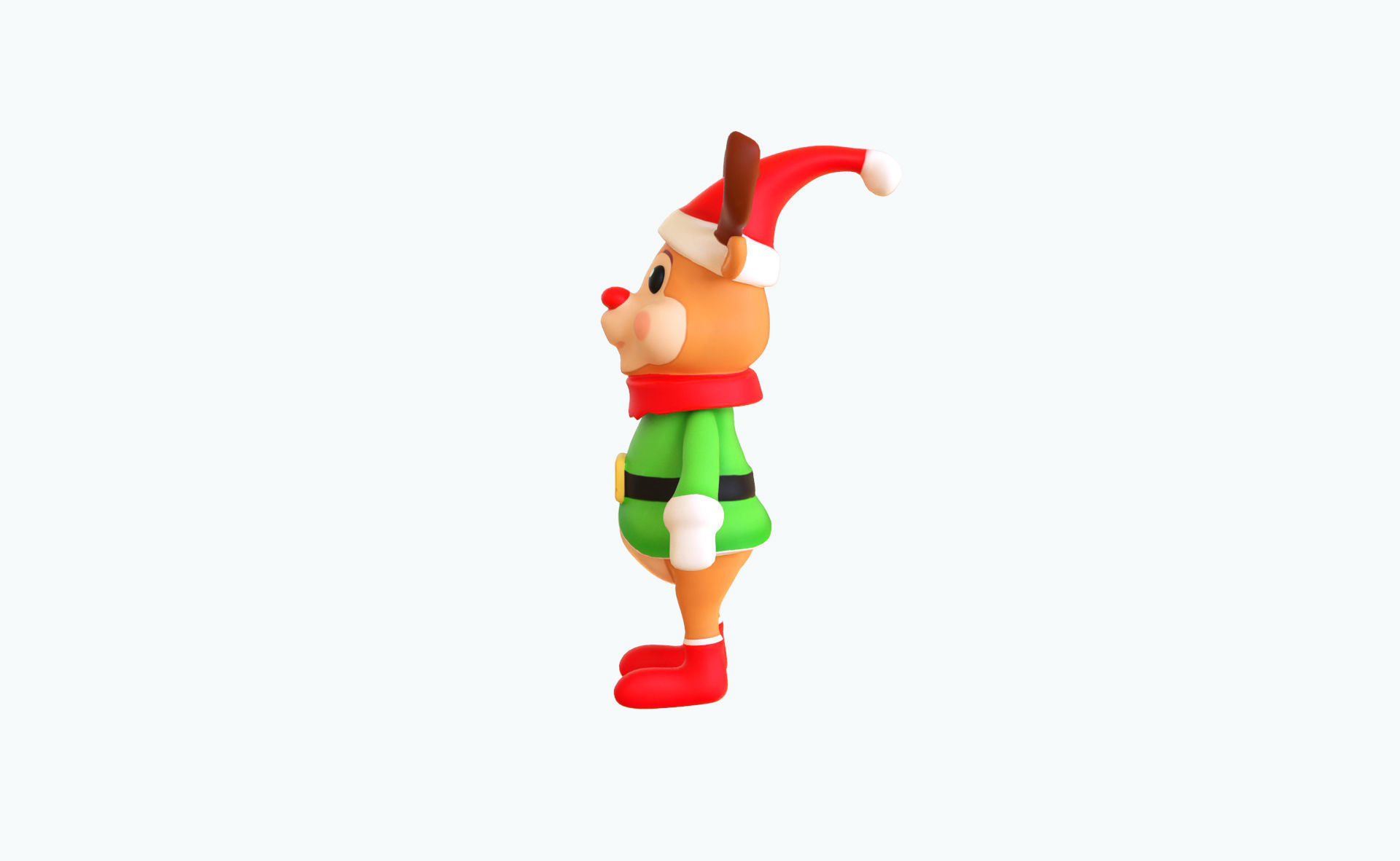 3D Cartoon Reindeer Christmas Animated in Festive Attire  Low-poly 3D model_9