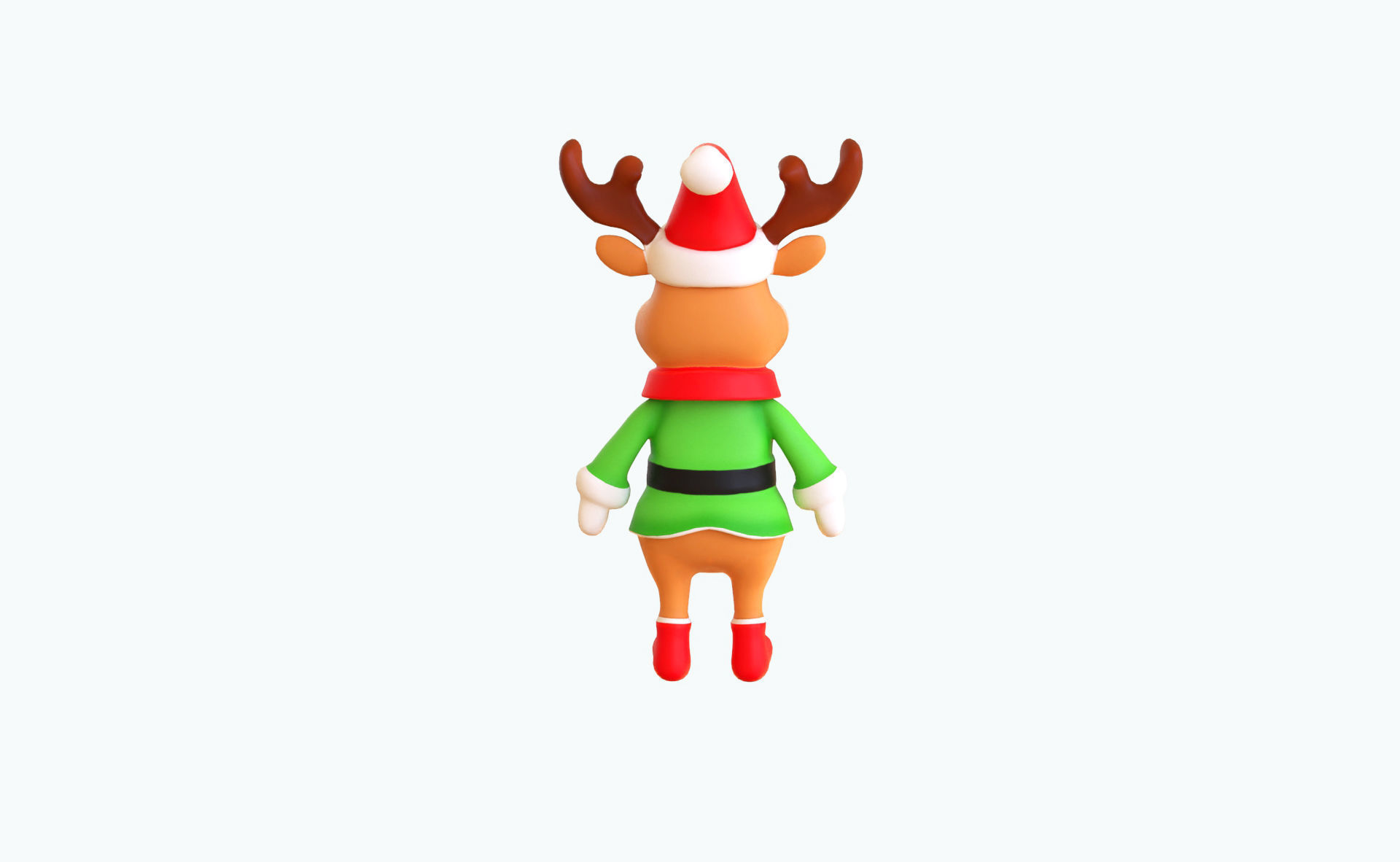 3D Cartoon Reindeer Christmas Animated in Festive Attire  Low-poly 3D model_11