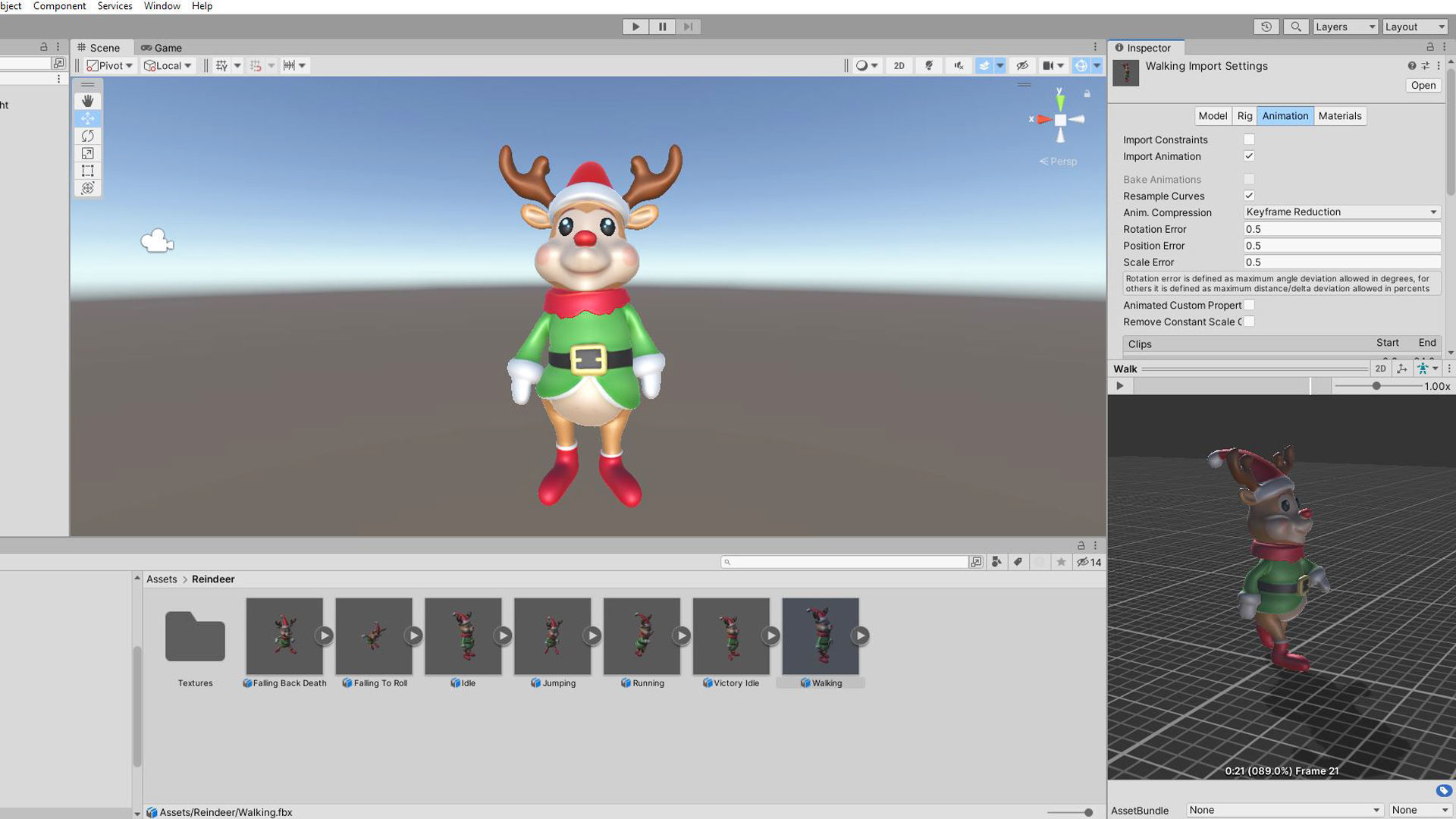 3D Cartoon Reindeer Christmas Animated in Festive Attire  Low-poly 3D model_1