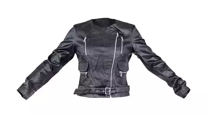 Collarless Leather Jacket Low-poly 3D model
