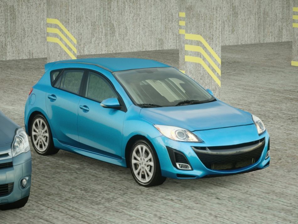 5 Low Poly touring cars Low-poly 3D model_8