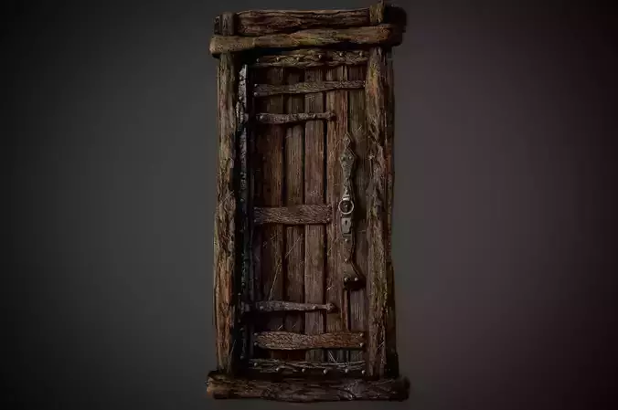 Medieval Wooden Door Low-poly 3D model
