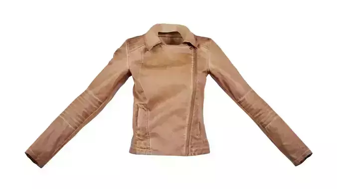 Dark Brown Leather Jacket Closed Low-poly 3D model