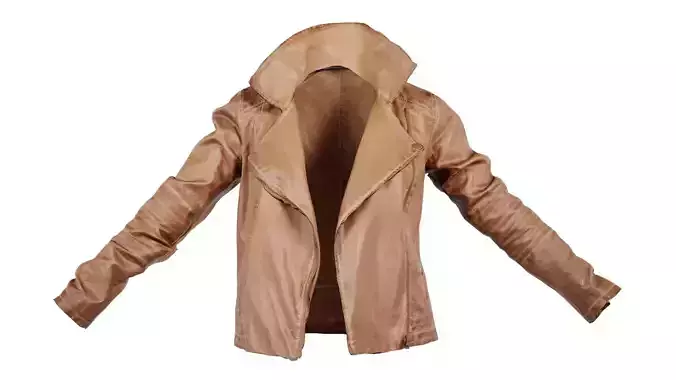 Dark Brown Leather Jacket Open Low-poly 3D model