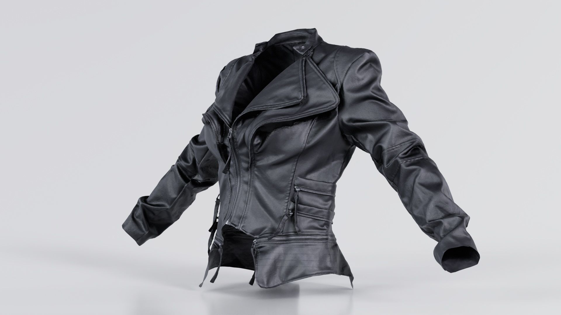 Flappy Leather Jacket Low-poly 3D model_6