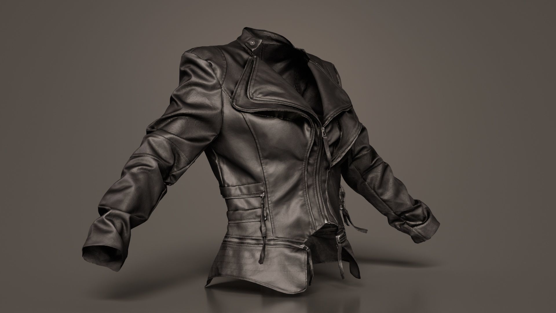 Flappy Leather Jacket Low-poly 3D model_1