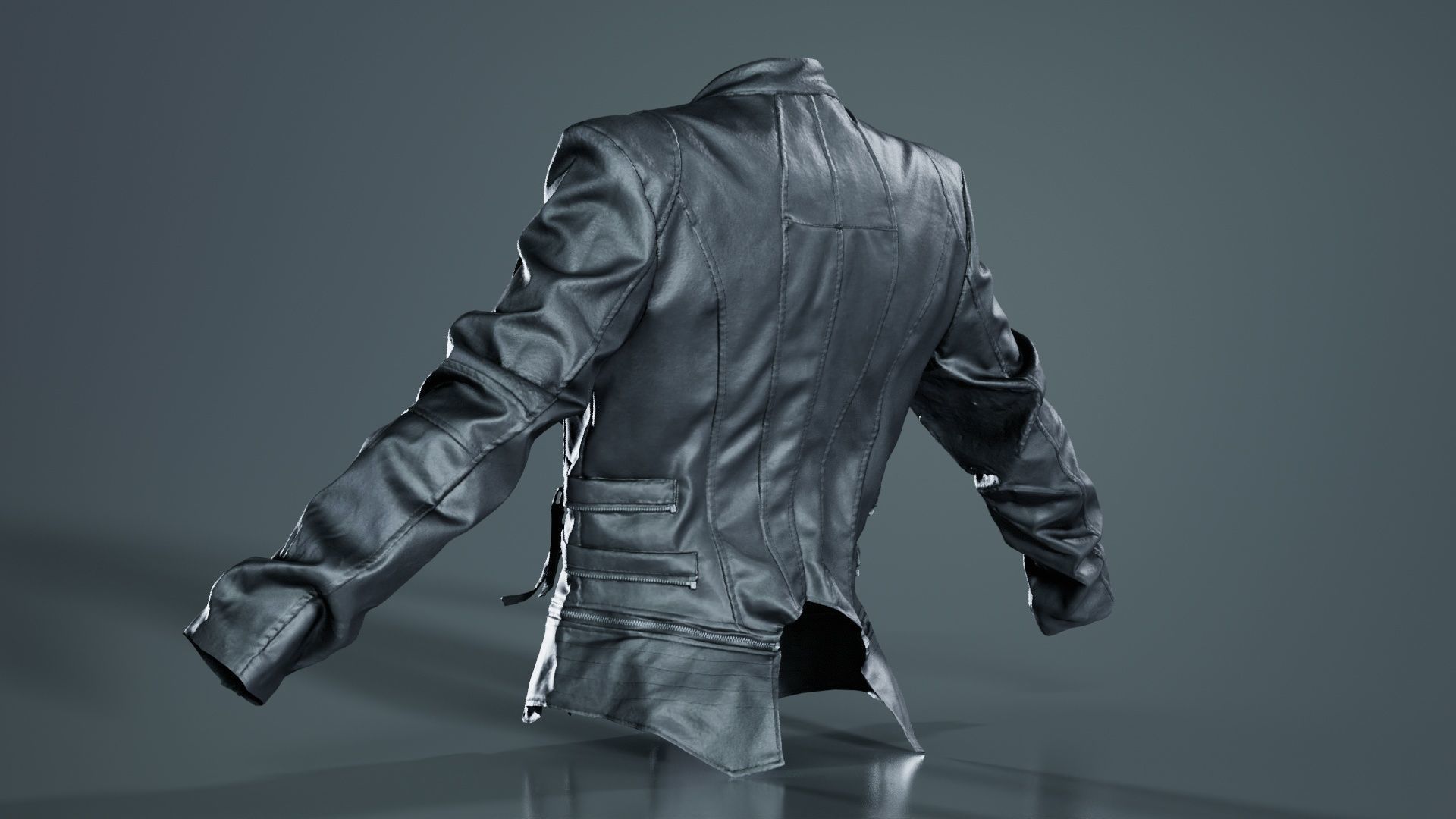 Flappy Leather Jacket Low-poly 3D model_4