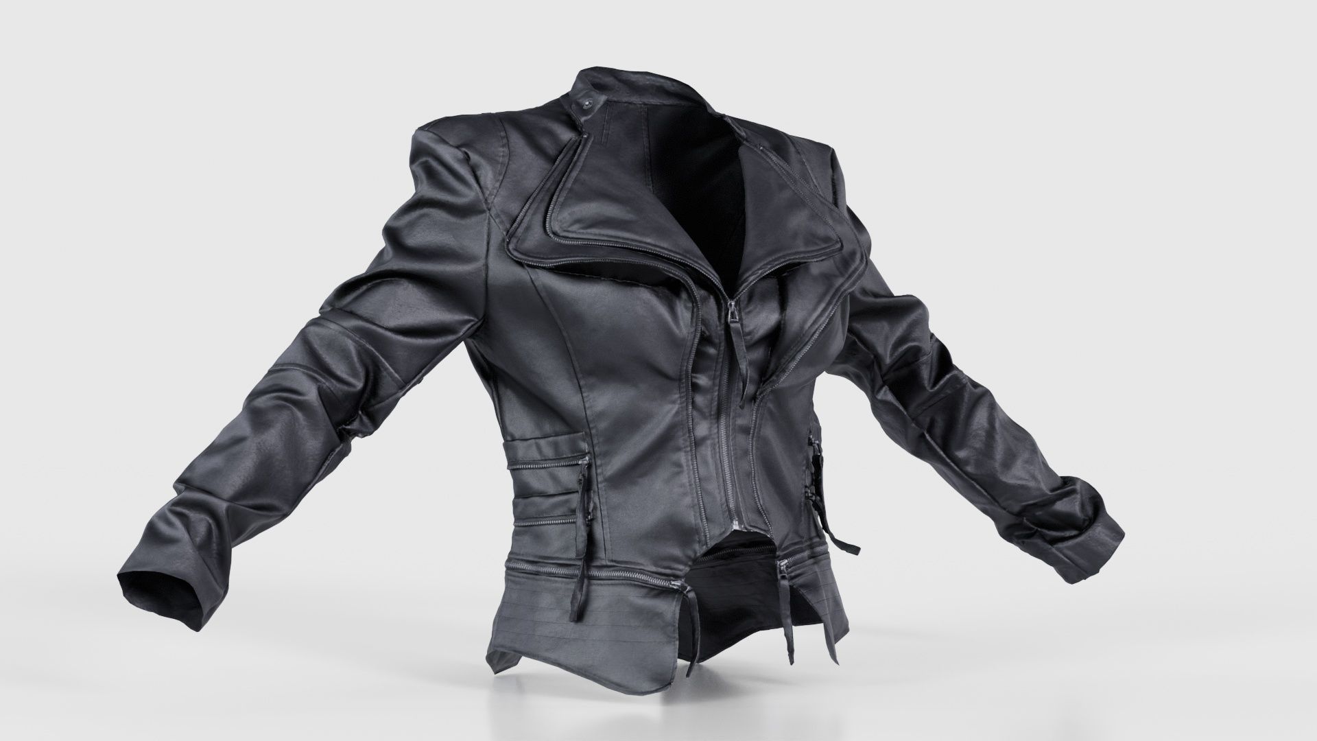 Flappy Leather Jacket Low-poly 3D model_16