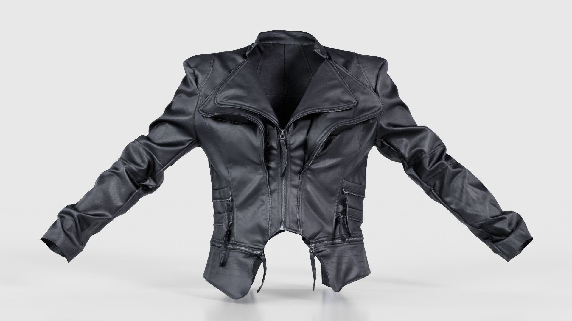 Flappy Leather Jacket Low-poly 3D model_15