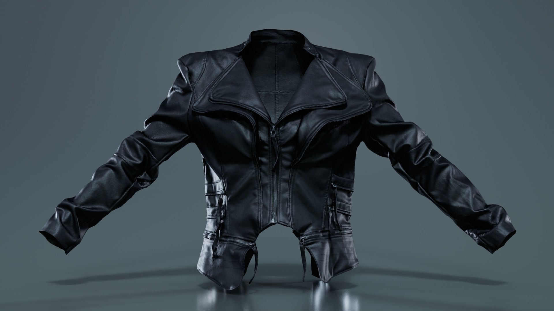 Flappy Leather Jacket Low-poly 3D model_8