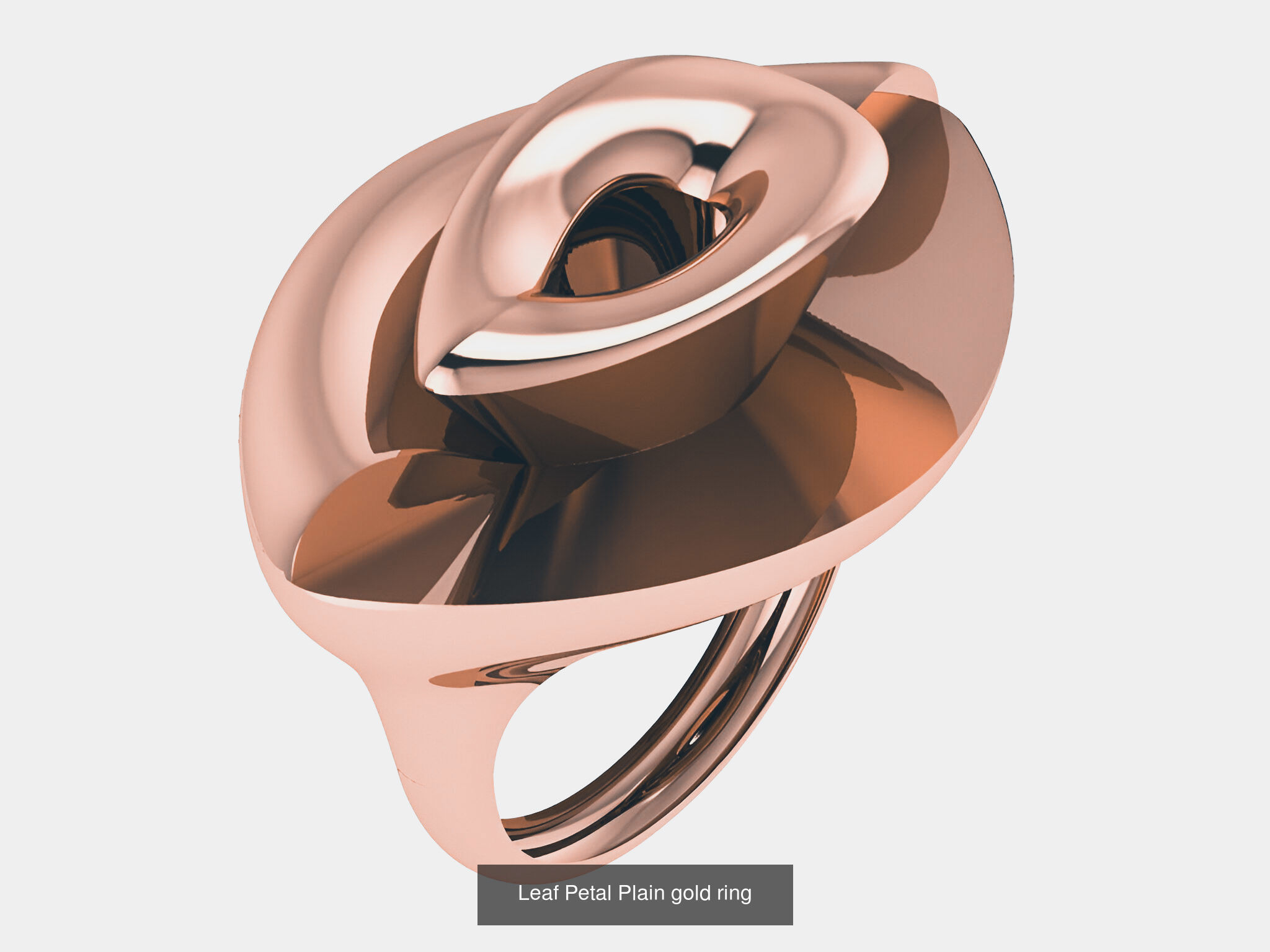 8 Leaves Wire Mesh Plain Gold Rings 3D Model Collection_4