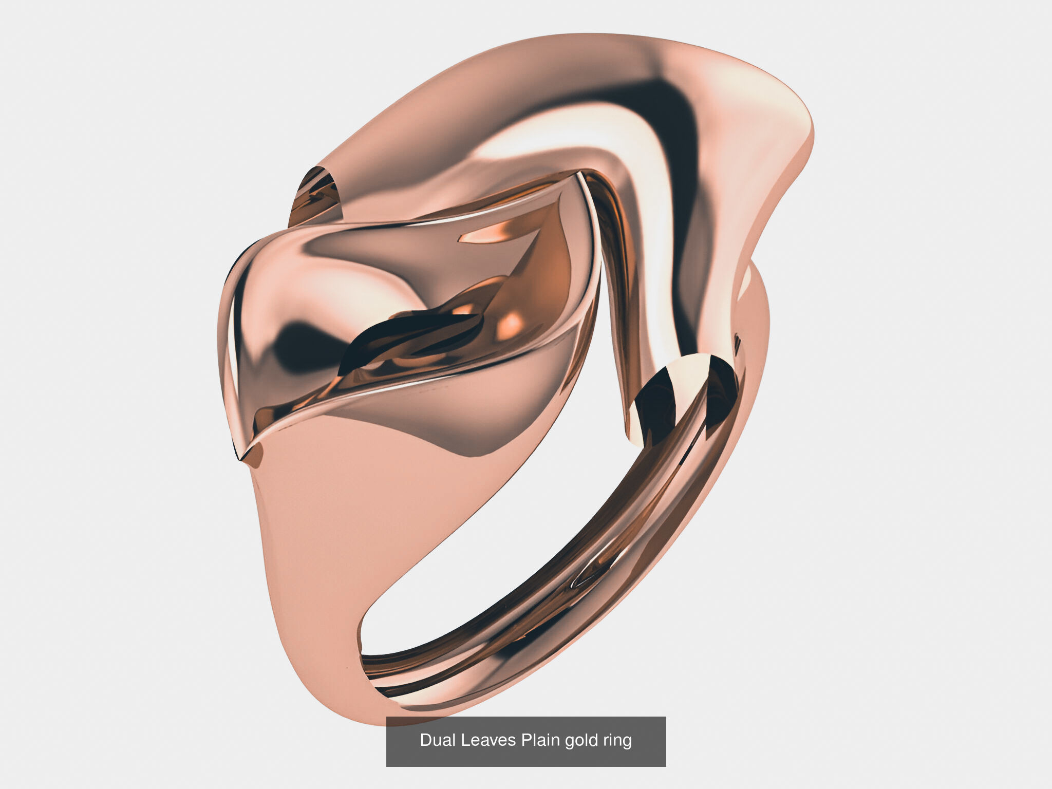 8 Leaves Wire Mesh Plain Gold Rings 3D Model Collection_6