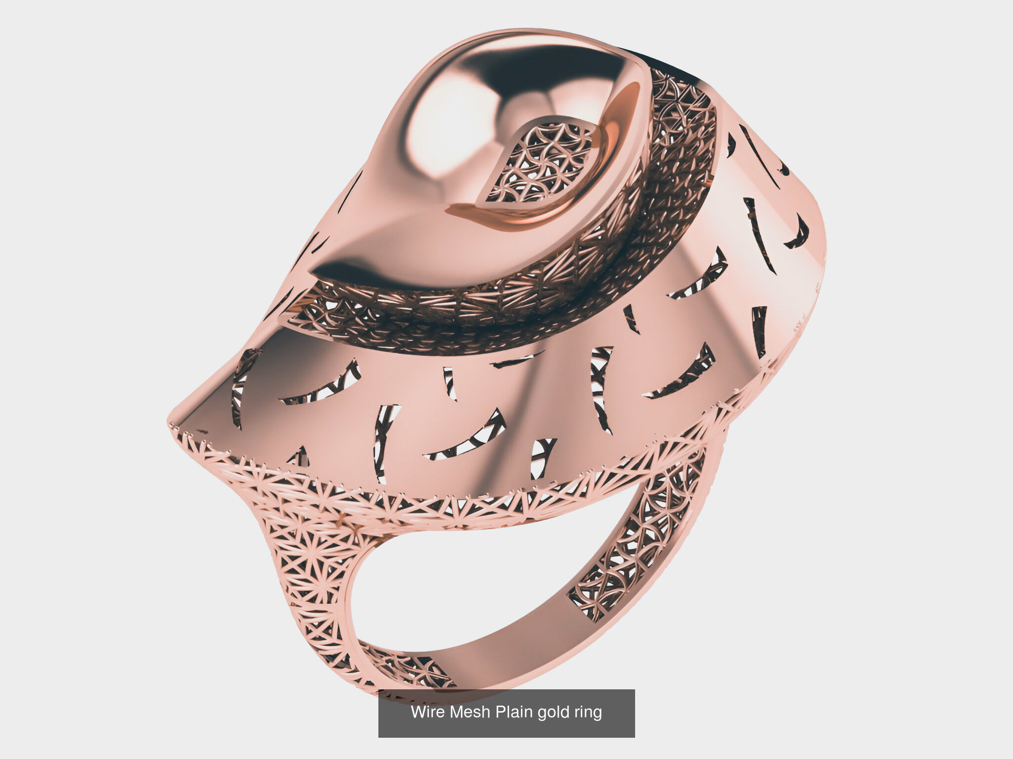 8 Leaves Wire Mesh Plain Gold Rings 3D Model Collection_7