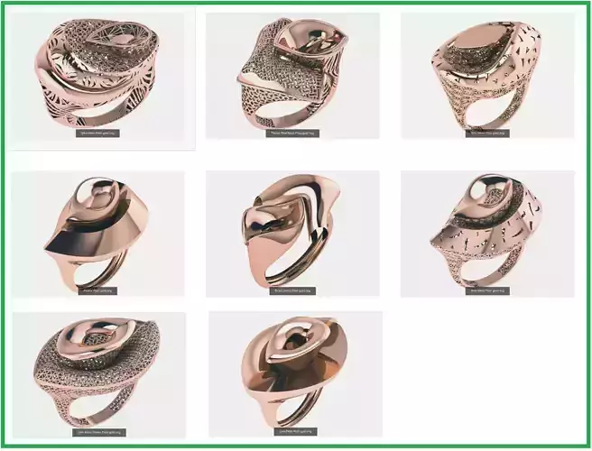 8  Leaves Wire Mesh Plain Gold Rings