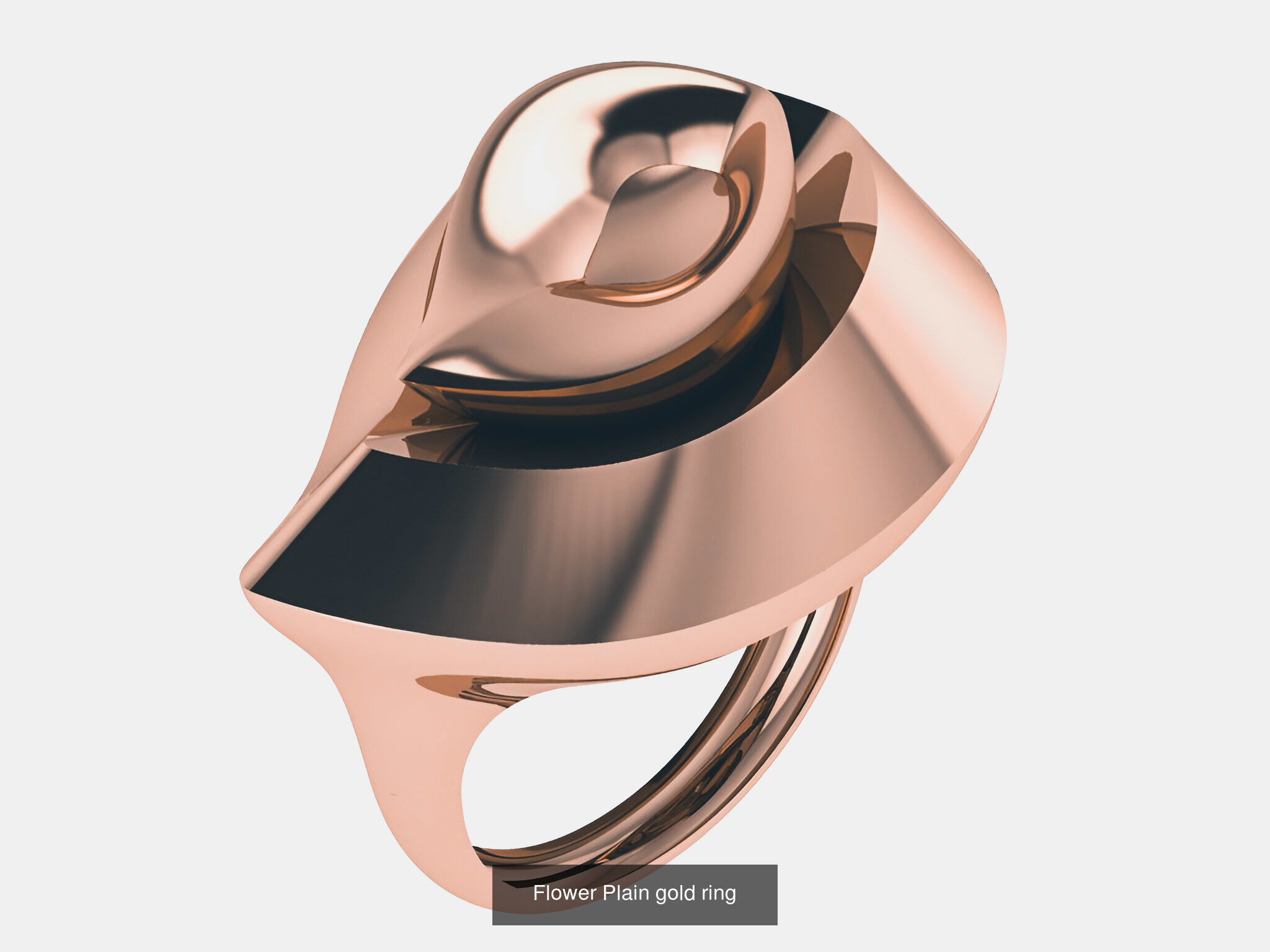 8 Leaves Wire Mesh Plain Gold Rings 3D Model Collection_5