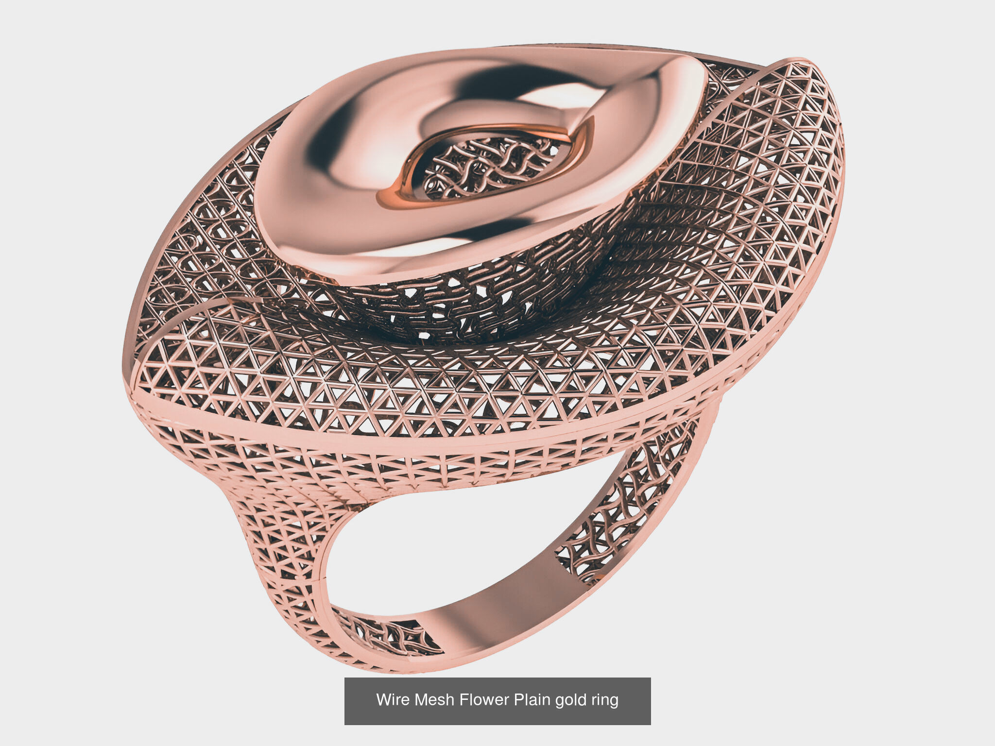 8 Leaves Wire Mesh Plain Gold Rings 3D Model Collection_8