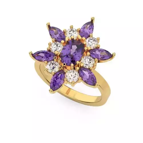 Ring cushion and marquise diamonds