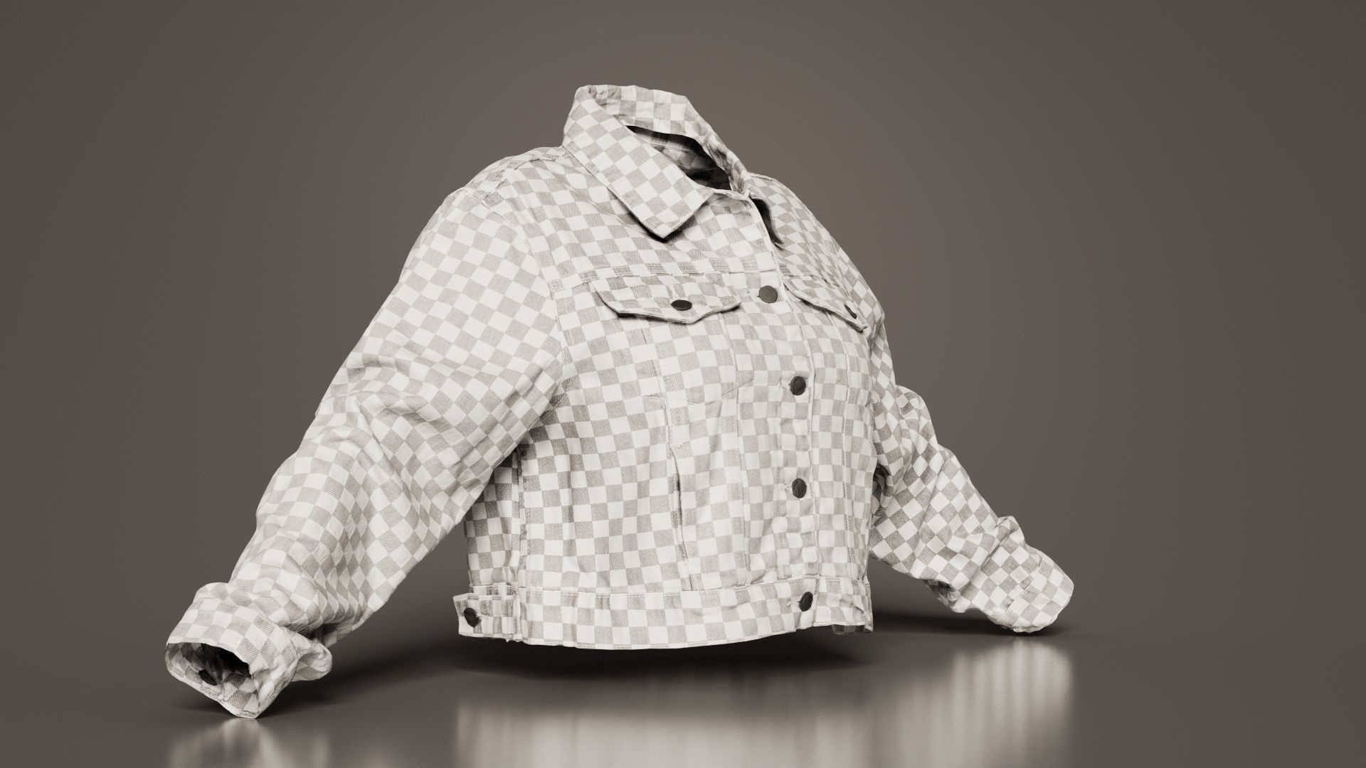 Grey Checkered Jacket Low-poly 3D model_1