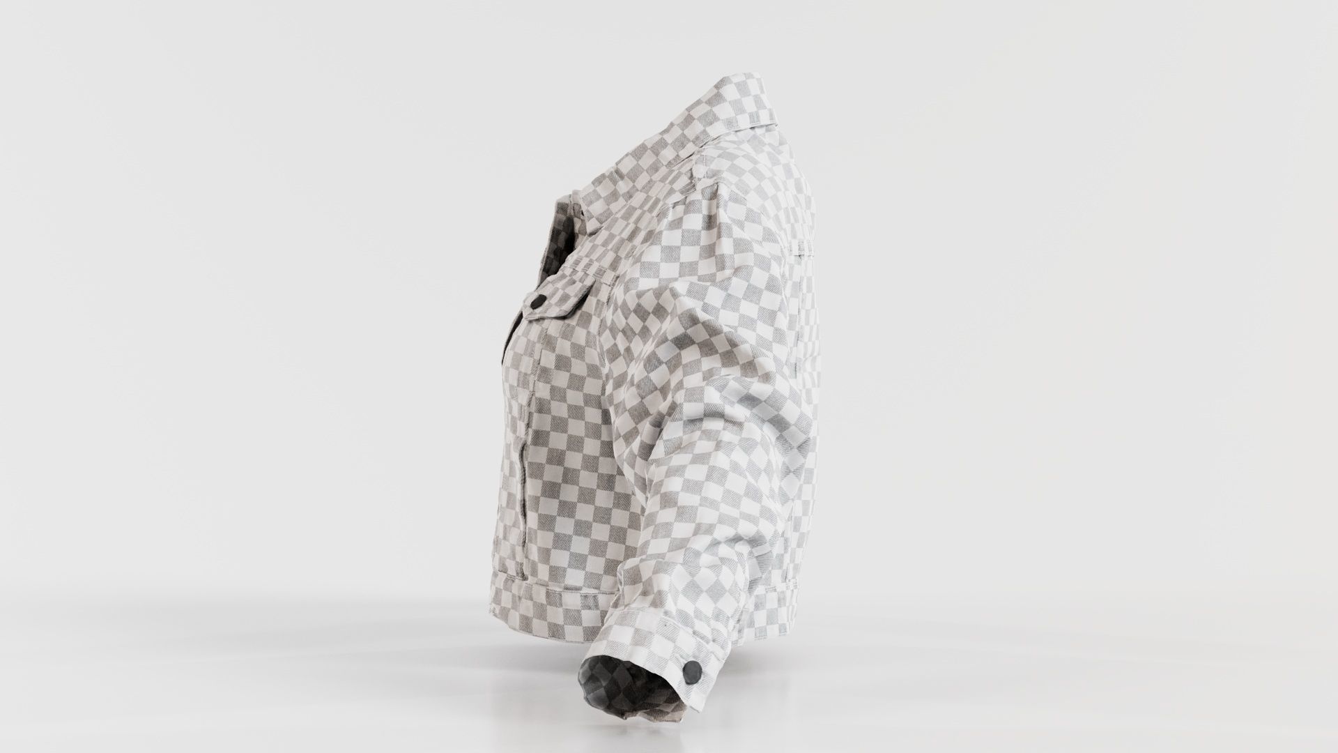 Grey Checkered Jacket Low-poly 3D model_6