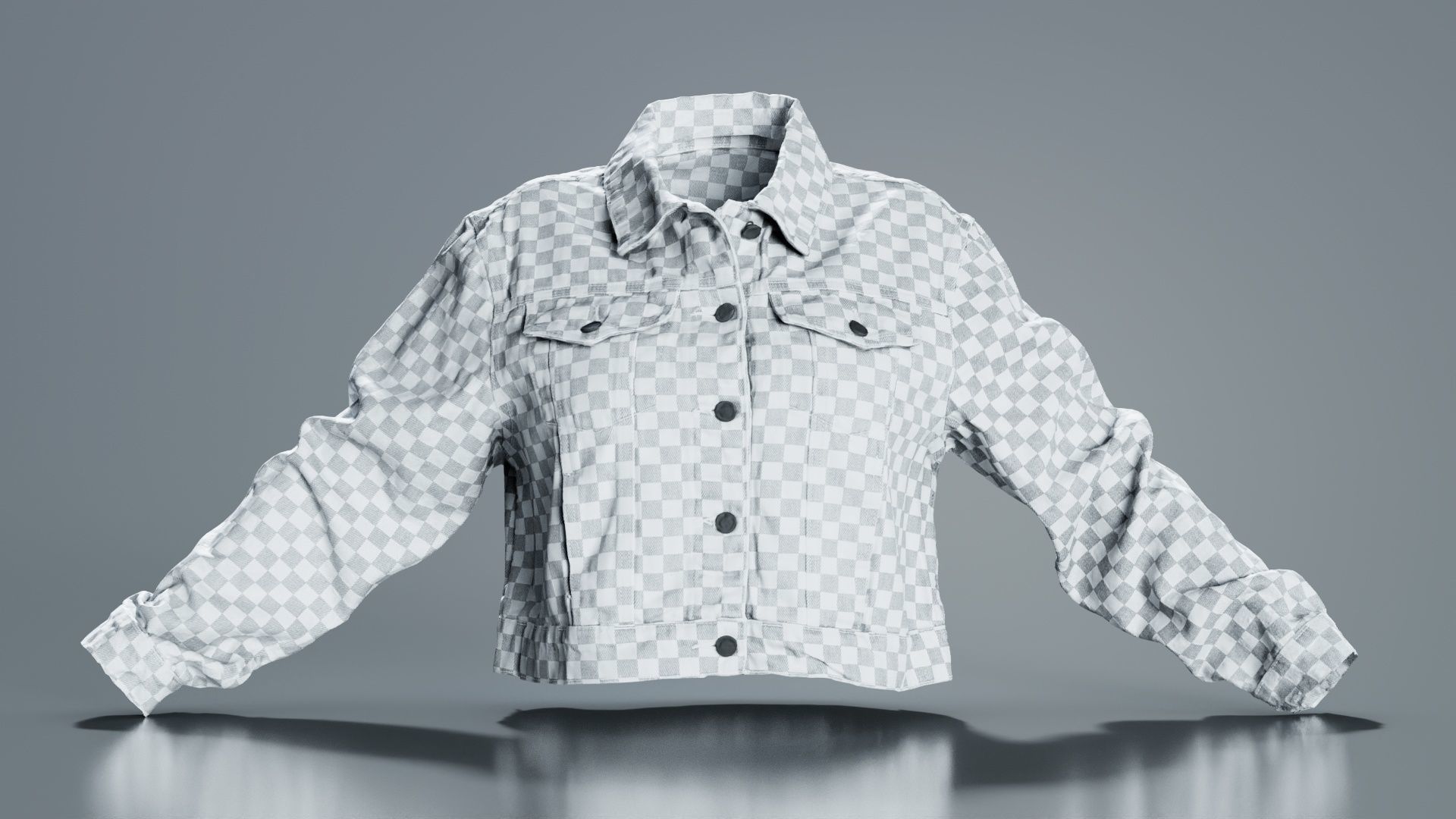 Grey Checkered Jacket Low-poly 3D model_2