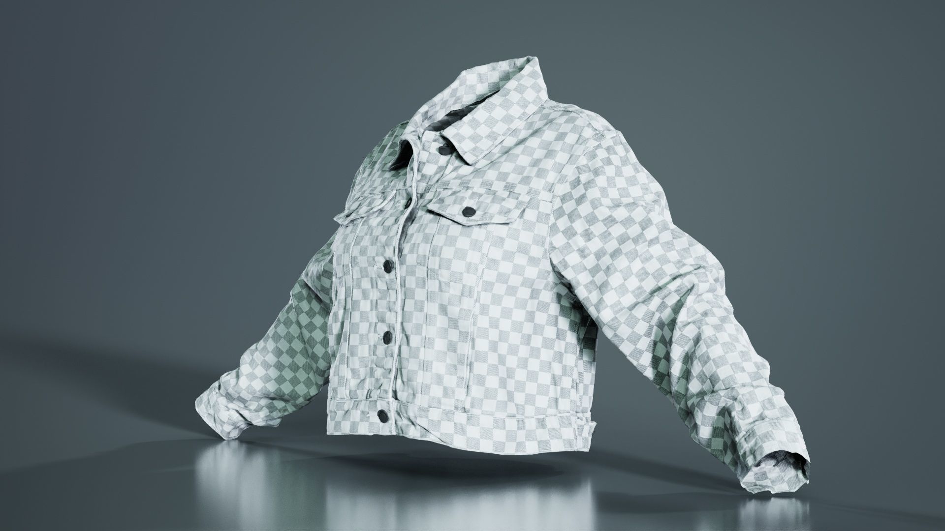 Grey Checkered Jacket Low-poly 3D model_4