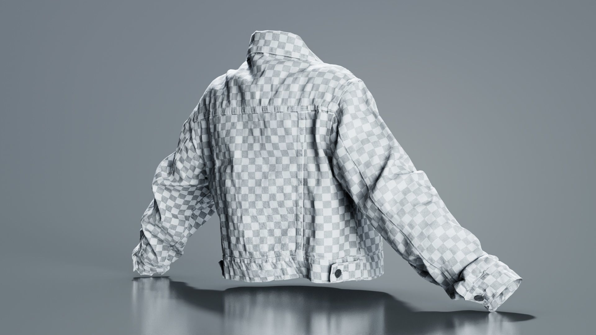 Grey Checkered Jacket Low-poly 3D model_3