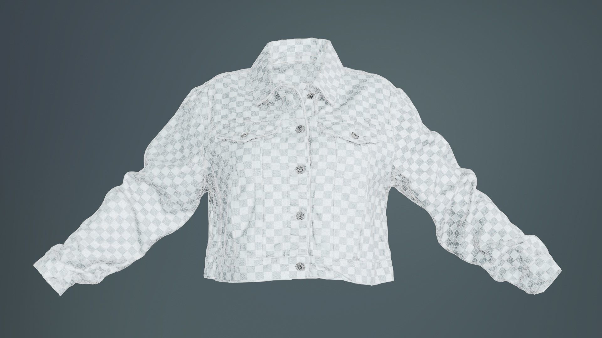 Grey Checkered Jacket Low-poly 3D model_9