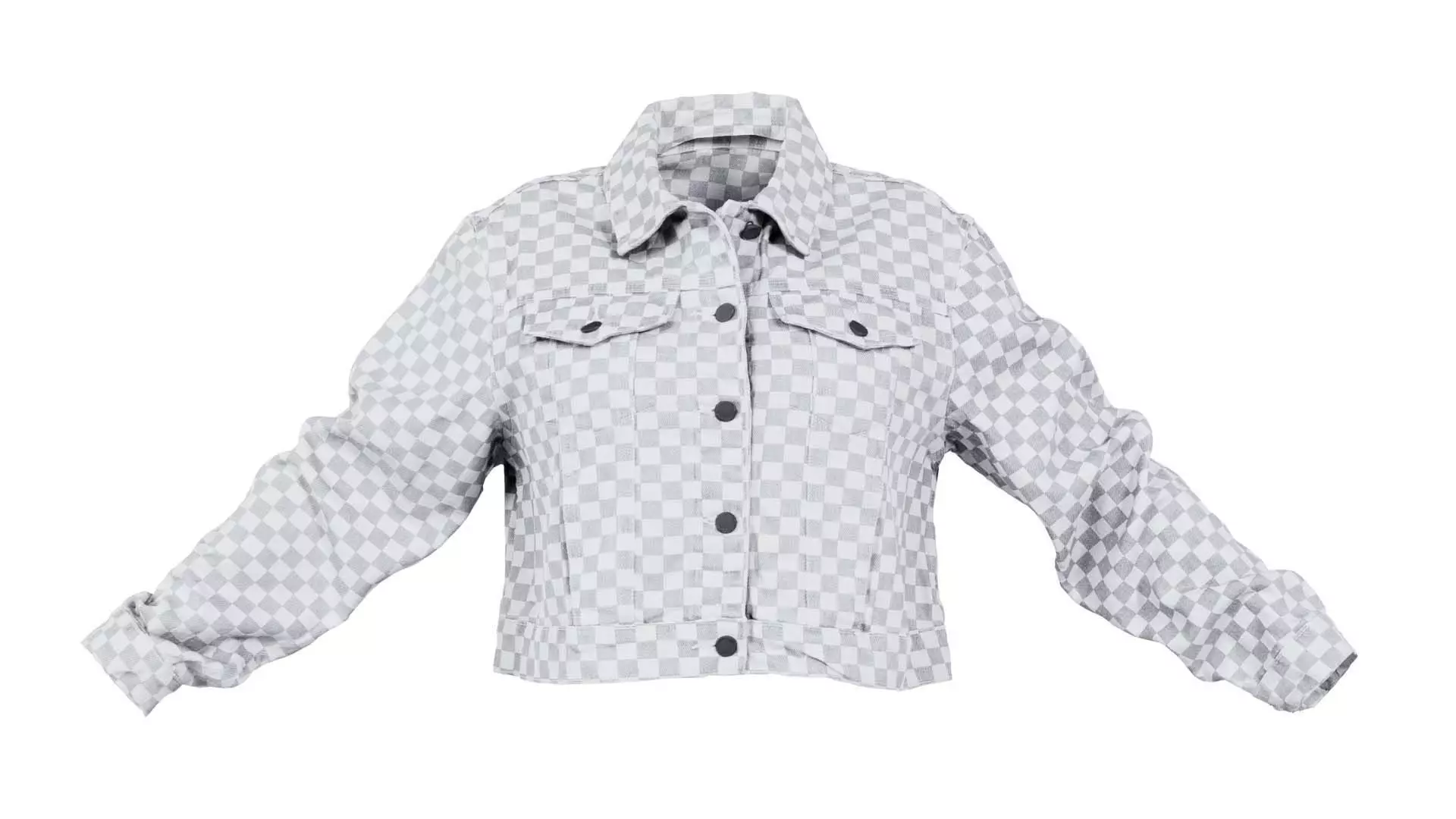 Grey Checkered Jacket Low-poly 3D model_0